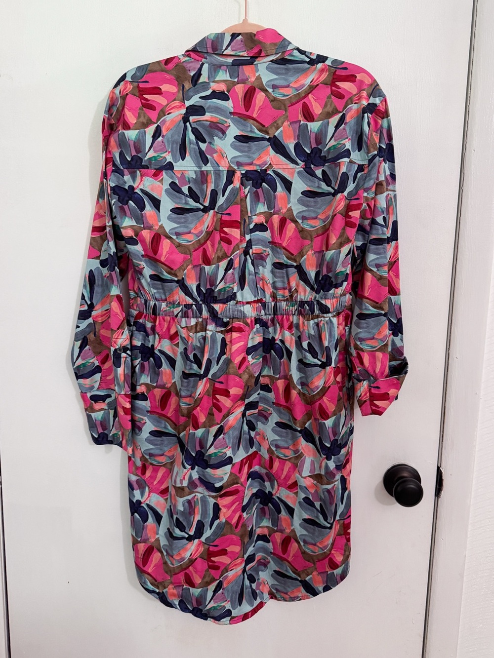 NIC+ZOE Pink and blue Firework Foliage Syd Button Up Dress with tie waist Small - Picture 3 of 6